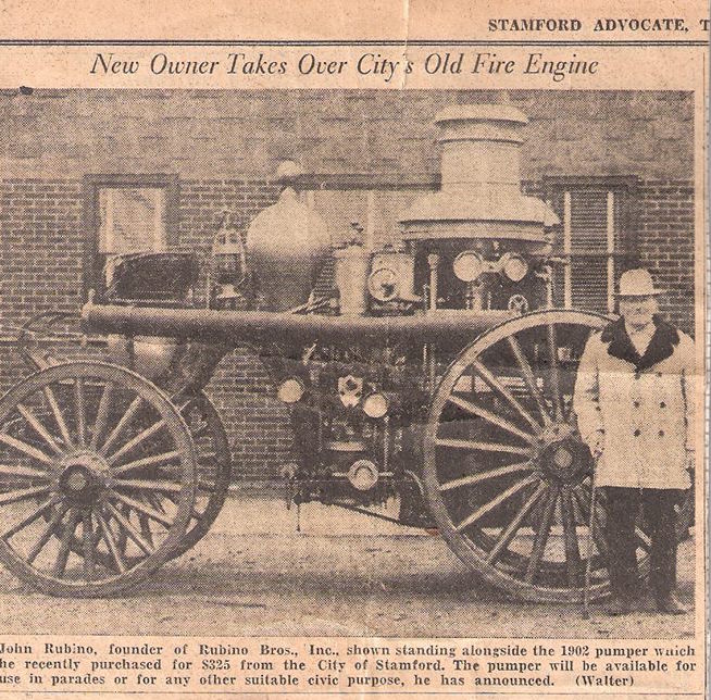 December 1951 - John Rubino with his new acquired Amoskeag Steam Fire Engine